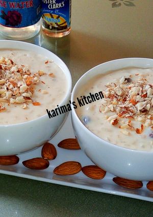 A picture of Kheer(Indian rice pudding).