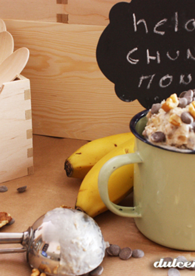 Una foto de Helado chunky monkey con heladera zoku