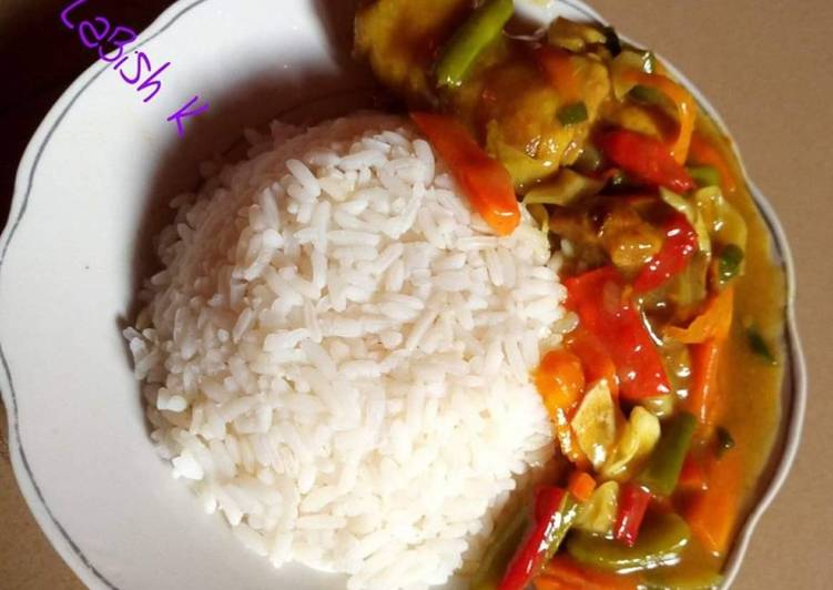 Steps to Prepare Homemade Boiled rice and sauce
