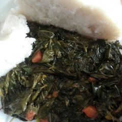 A picture of Cooked Traditional vegetables( mrenda and mito.