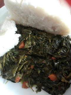 A picture of Cooked Traditional vegetables( mrenda and mito.