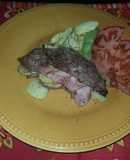 Bistec relleno de papa y jamón