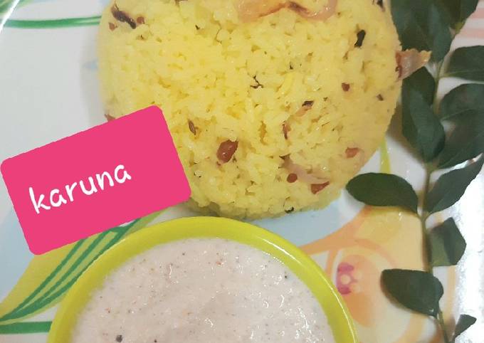 Steps to Make Delicious Lemon rice with coconut chutney