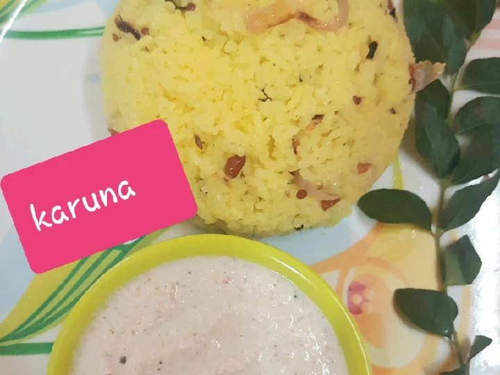 Easy Steps to Prepare Recipe Lemon rice with coconut chutney that is Delicious, So Delicious}