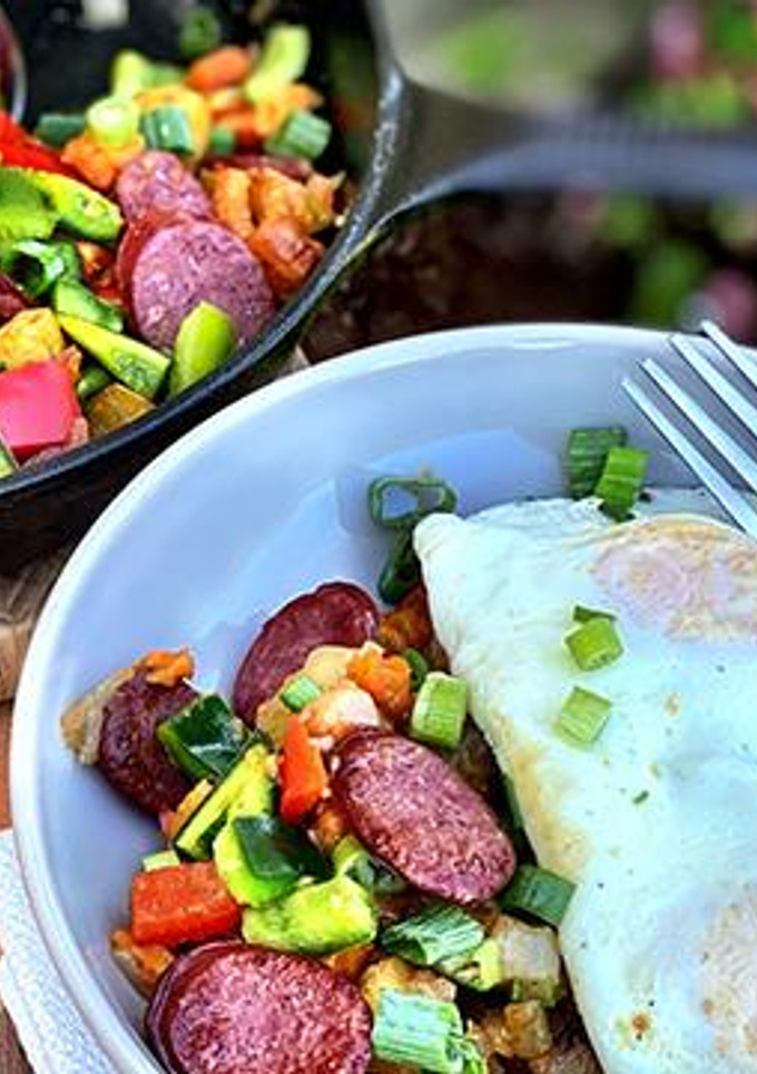 A picture of Wagyu Beef Kielbasa Hash.