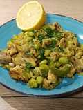 Cocina de aprovechamiento: salteado de arroz con pollo y edamame