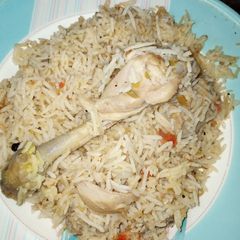 A picture of Chicken white pulao.