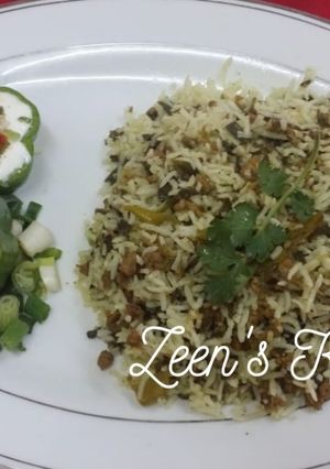A picture of Spring Onion Kheema Biryani.