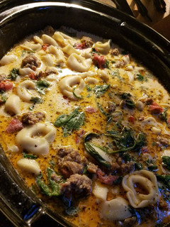 A picture of Crockpot Sausage Tortellini Soup.