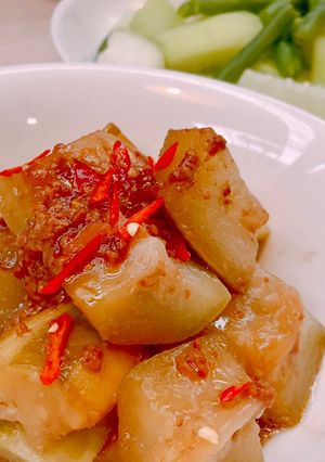 Hình của món Bầu sao kho tương Bần.
