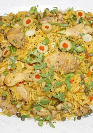 A picture of Basmati Rice with Chicken, Jon Style.