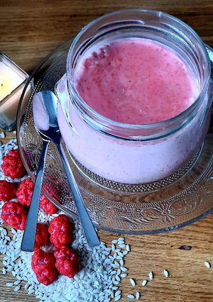 Une photo de Riz au lait aux pralines roses
