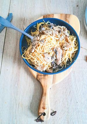Une photo de Pâtes champignons Boursin®️