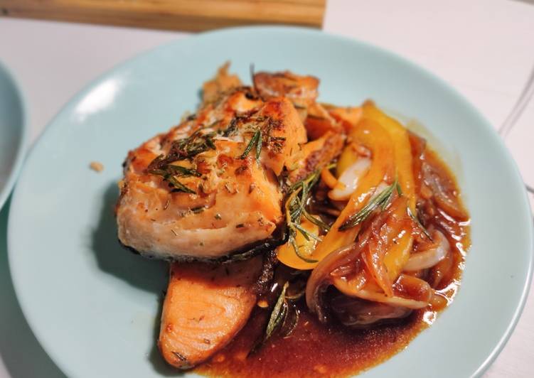 Pan-seared Salmon with Crispy Skin and Teriyaki Sauce