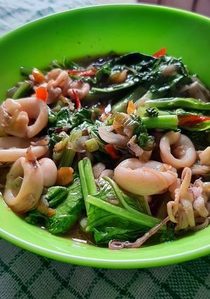 Foto resep Cumi tumis sawi pedas nikmat