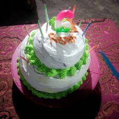 A picture of Two layer birthday cake.