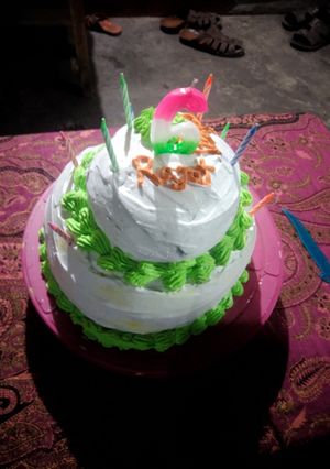 A picture of Two layer birthday cake.