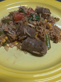 A picture of Spicy Boerewors Rice with Thai inspiration.