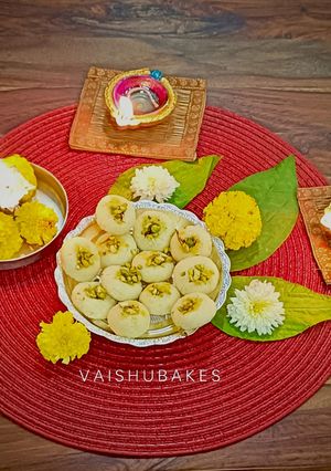 A picture of Instant No Cook Coconut Kesar Elaichi Pedha.