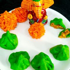 A picture of Palak Paneer Modak.
