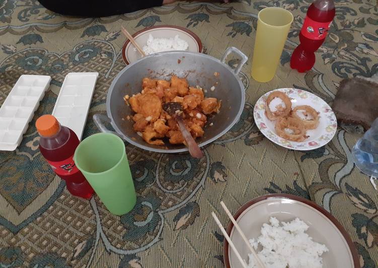 Resep Ayam asam pedas dan onion ring, Enak Banget
