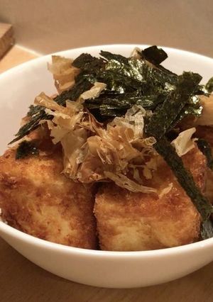 A picture of Pan fried crispy Japanese agedashi tofu.