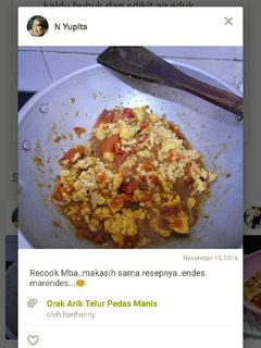 Foto resep Orak arik telur pedas