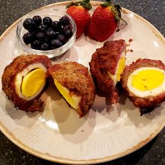 A picture of Smoked Scotch Eggs.