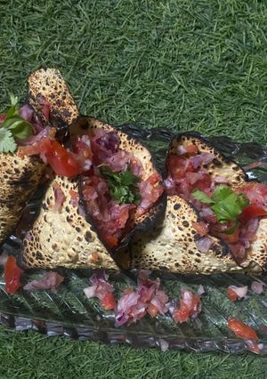 A picture of Restaurant Style Papad Masala Cones.
