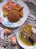 Caldo de pescado arroz de cebolla