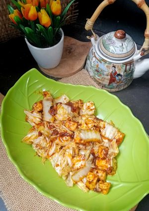 Foto resep Tumis Sawi Putih Tahu Pedas
