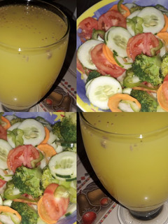 Una foto de Jugo de chía y naranja🍹/ Ensalada 🥗
