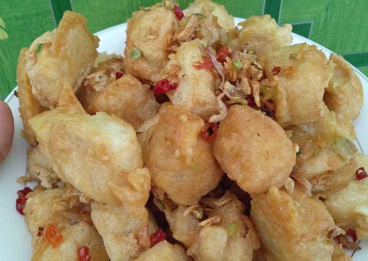 Rahasia Membuat Tahu kriuk cabe bawang, Lezat Sekali