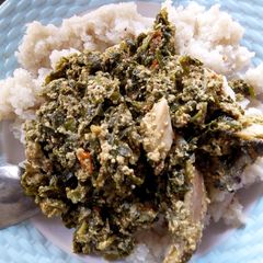 A picture of Couscous with egusi soup.