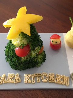 A picture of Christmas tree salad.