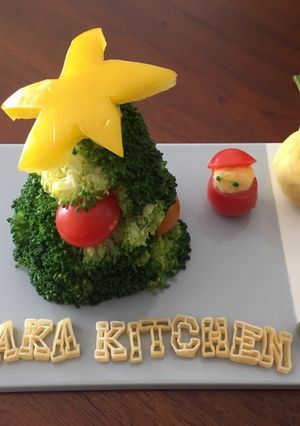 A picture of Christmas tree salad.