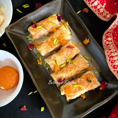 A picture of Motichoor Laddu Spring Roll.