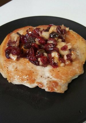 A picture of Pork Chops With Cranberry Apple Relish.