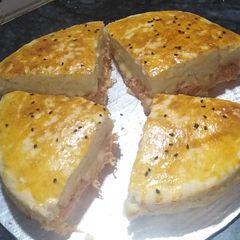 A picture of Arabian pizza bread.