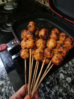 Foto resep Sate bakso bumbu kacang