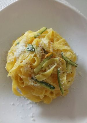 A picture of Tagliatelle with an orange aroma.