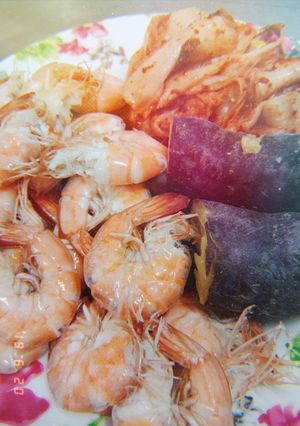 Hình của món Eat clean với tép và khoai nhật.