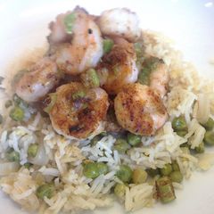 A picture of Salt and Pepper Shrimp / Prawn with Basmati Rice.