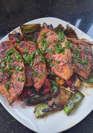 A picture of Grilled Chicken Breasts with Pomegranate Molasses.