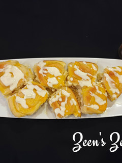 A picture of Cinnamon Rolls with Lemon Custard and Cream Cheese.