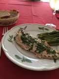 Anchoa a las brasas perfumada con perejil, jengibre y ají