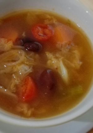 Una foto de Sopa setas shiitake