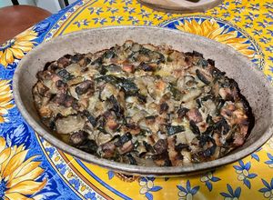 Une photo de Gratin de blettes et courgette au porc et parmesan