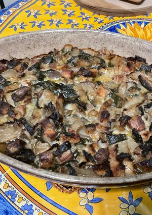 Une photo de Gratin de blettes et courgette au porc et parmesan