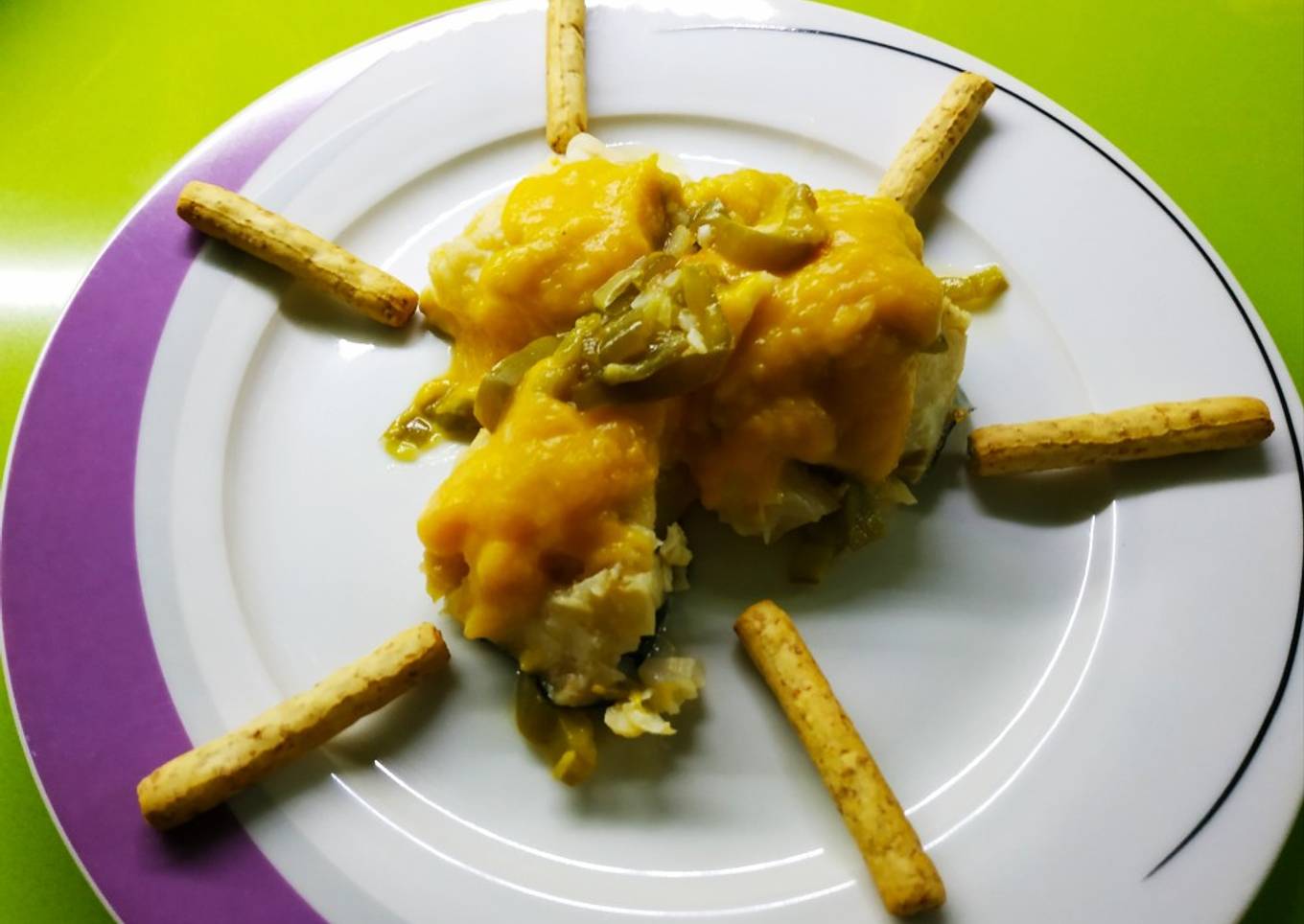 Lomos de bacalao con salsa de calabaza